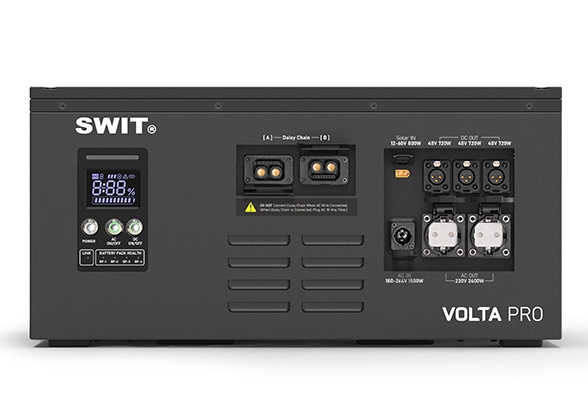 VOLTA PRO | 9KWh IP54 max2400W@AC+800W@DC Professional Robust Cascadable Hot-swappable Modular Battery with 2xAC+3xDC@48V, fast AC/Solar charging